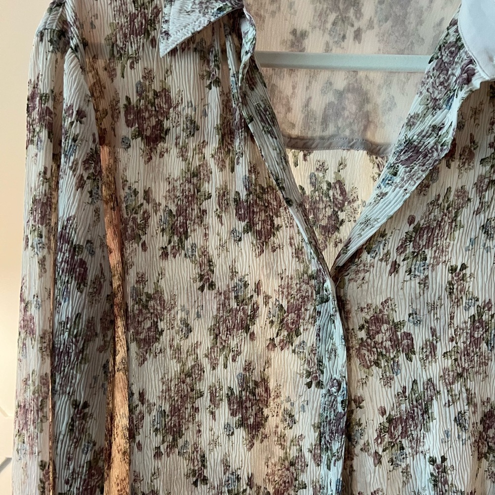 Jacquie The Label Floral Plisse Chiffon Blouse